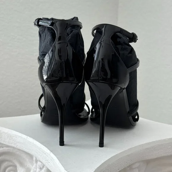 Saint Laurent Cassandra YSL Medallion Strappy Stiletto Sandals | Size 37.5 / 7.5 - Picture 6 of 11